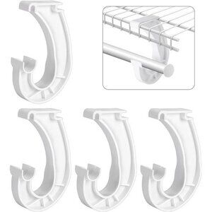Closet Rod Support Brackets J Shaped Hanging Clothes Rack Holders Set of 4 Pack